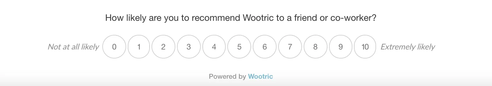 Пример окна NPS-опроса Wootric внизу сайта